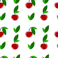 Seamless vector pattern with red cherries