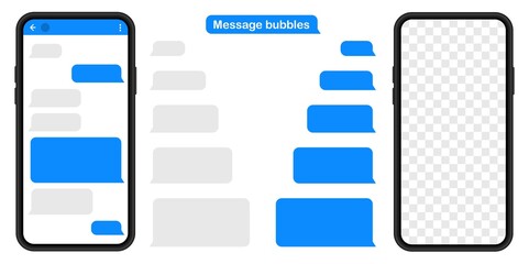 Fototapeta premium Message bubbles. SmartPhone chatting sms template bubbles. Social media design concept.Sms template bubbles for compose dialogues. Vector design template of message bubbles.Vector illustration.