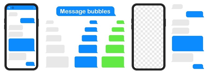 Message bubbles. SmartPhone chatting sms template bubbles. Social media design concept.Sms template bubbles for compose dialogues. Vector design template of message bubbles.Vector illustration.