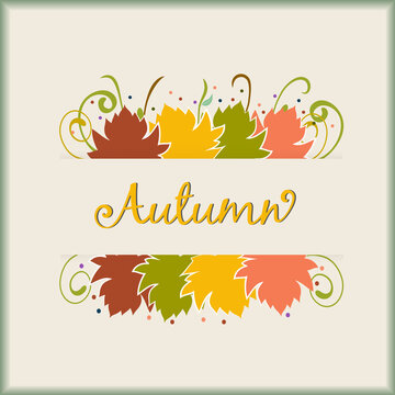 Autumn colorful fall leaves season greetings card holidays celebrations logo design vector image