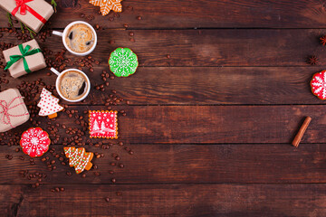 gingerbread christmas festive table setting holidays party new year gift tasty serving size portion top view copy space for text food background rustic