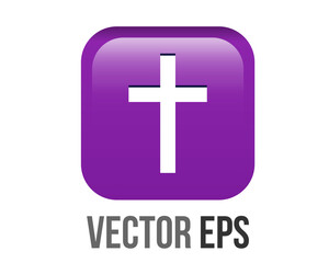 vector gradient purple Latin, Christian cross emoji icon round corner button