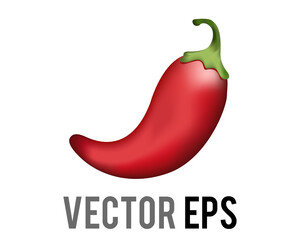 vector red curled Mexican chili pepper emoji icon with green stem - 388350912