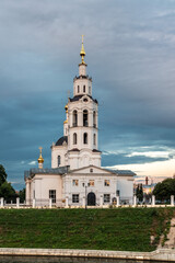 Fototapeta na wymiar Russia, City of Orel, view of Epiphany Cathedral on the bank of Orlik river