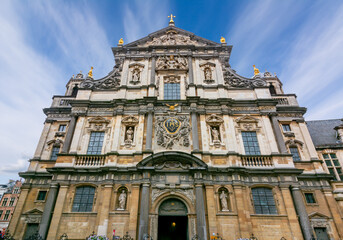 Fototapeta na wymiar St. Charles Borromeo Church facade in Antwerp, Belgium.