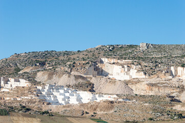 Fototapeta na wymiar White marble quarries near Palermo in SIcilia, Italy