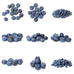 Group of fresh blueberries isolated on white background . full depth of field