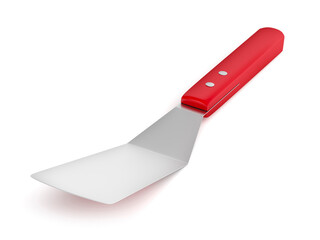 Red kitchen spatula on white background
