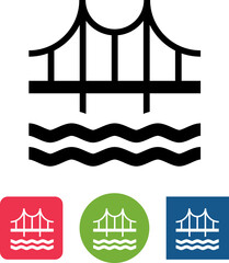 Bridge Over Water Structure Vector Icon
