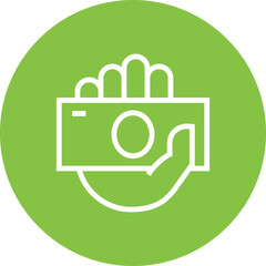 Hand Holding Cash Outline Icon