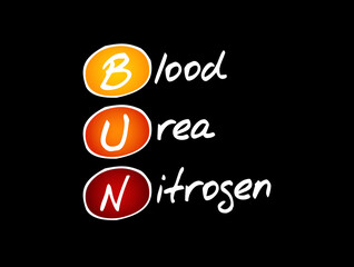 BUN - Blood Urea Nitrogen acronym, concept background