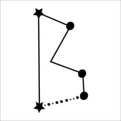 Constellation themed letter B. Dots and star line art. Vector illustration.