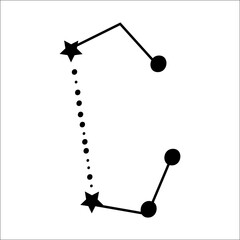 Constellation themed letter C. Dots and star line art. Vector illustration.