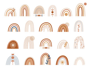 Set of copper and brown rainbows. Boho rainbow clipart. Vector illustration. © Айгуль Елкундиева