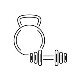 Set Of 6 Bodybuilding Outline Icons Set.Collection Of Workout, Pulse, Kettlebells And Other Elements.