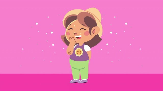 happy little girl animation character