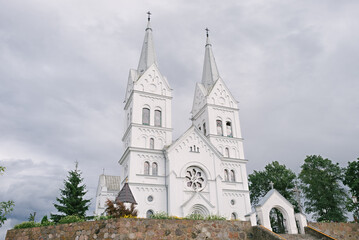 Fototapeta na wymiar The ancient Catholic Church of Divine Providence in the village of Slobodka. Braslav district. Belarus