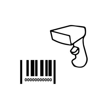 Barcode label with reader scanner icon multi color set for scanning process on the retail shop or logistics warehouse. Vector scanner icon for bar code scan and barcode price tracking