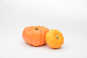 Various pumpkins isolated on a white background