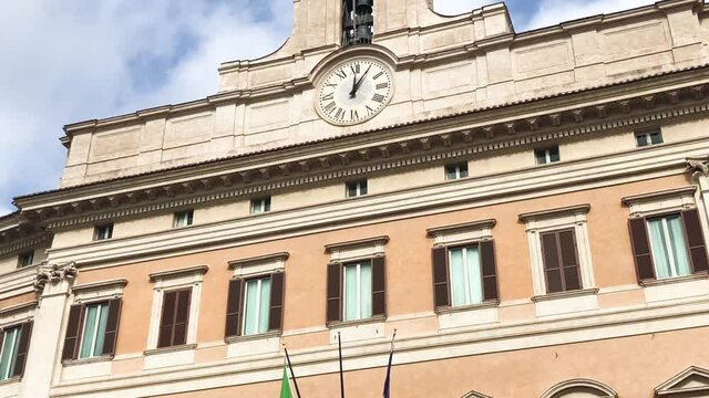 The facade of Palazzo Montecitorio in Rome, seat of the Italian Chamber of Deputies