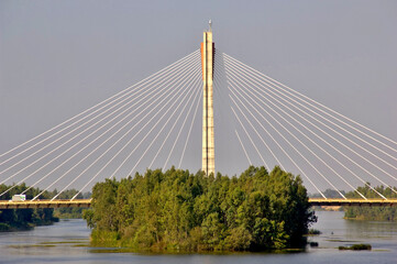 Obraz premium Modern Puente Real Guardiana bridge in Badajoz, Extremadura = Spain 