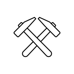 Cross Hammer line icon 
