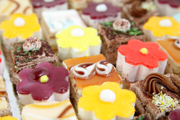 Close up of small cakes with different stuffing