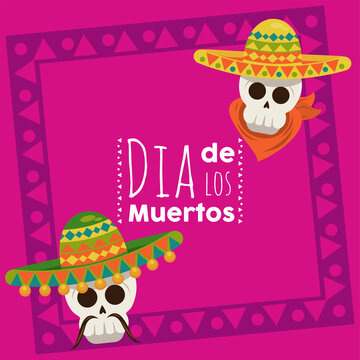 dia de los muertos poster with mariachis skulls