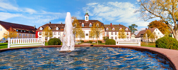 Historic Zinzendorfplatz in Königsfeld, Black Forest, Germany