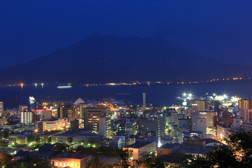 Obraz premium 城山公園からの桜島の夜景