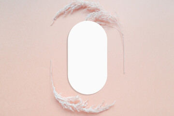 Fototapeta premium Mockup cards in a minimalistic style. Blank oval form with rounded edges. Perfect for wedding invitation and greeting card.