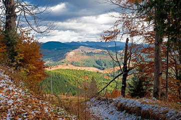 Autumnal mountain landscape in Zakarpattia Ukraine