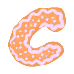 Set of alphabet letters and numbers symbols festive christmas gingerbread cookies cakes with icing. funny cartoon font vector illustration isolated on white