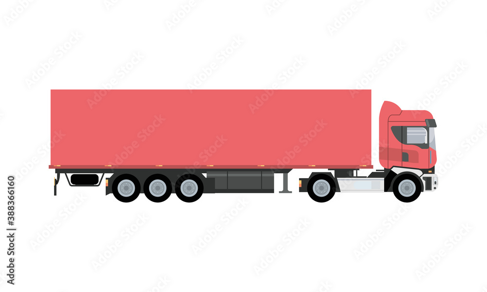 Wall mural red truck car vehicle mockup icon