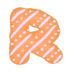 Set of alphabet letters and numbers symbols festive christmas gingerbread cookies cakes with icing. funny cartoon font vector illustration isolated on white