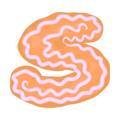 Set of alphabet letters and numbers symbols festive christmas gingerbread cookies cakes with icing. funny cartoon font vector illustration isolated on white