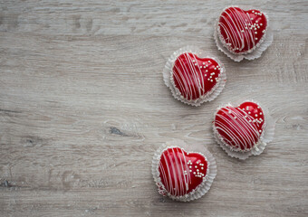 red heart-shaped cake