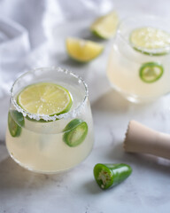 Margarita cocktail on white background