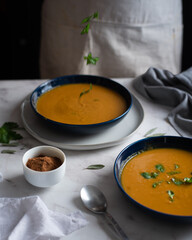butternut squash soup in bowl