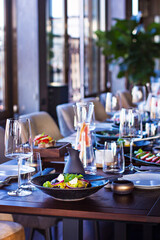 Served dinner table in a beautiful