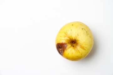 Yellow eco apple on a white background