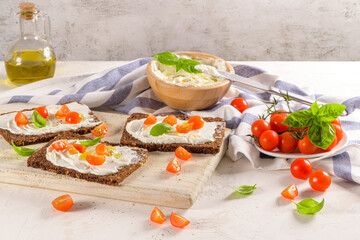 Rye bread bruschetta