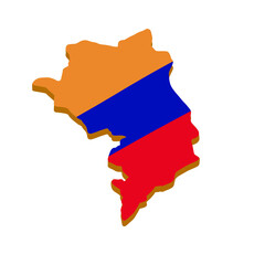 Map of Republic of Nagorno-Karabakh. Caucasian state on background of flag of Armenia. Disputed territory of Azerbaijan. Flat cartoon