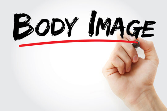 Body image text with marker, concept background