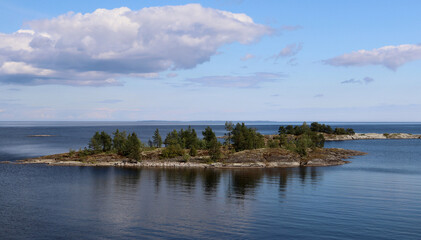 Rocky island on the lake