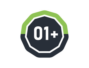 1 plus isolated on white background. Number of 1 plus 