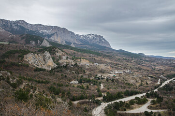 Fototapeta na wymiar View of the Crimean mountains near Simeiz