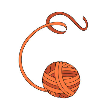 Orange Doodle Ball Of Yarn. Vector Illustration