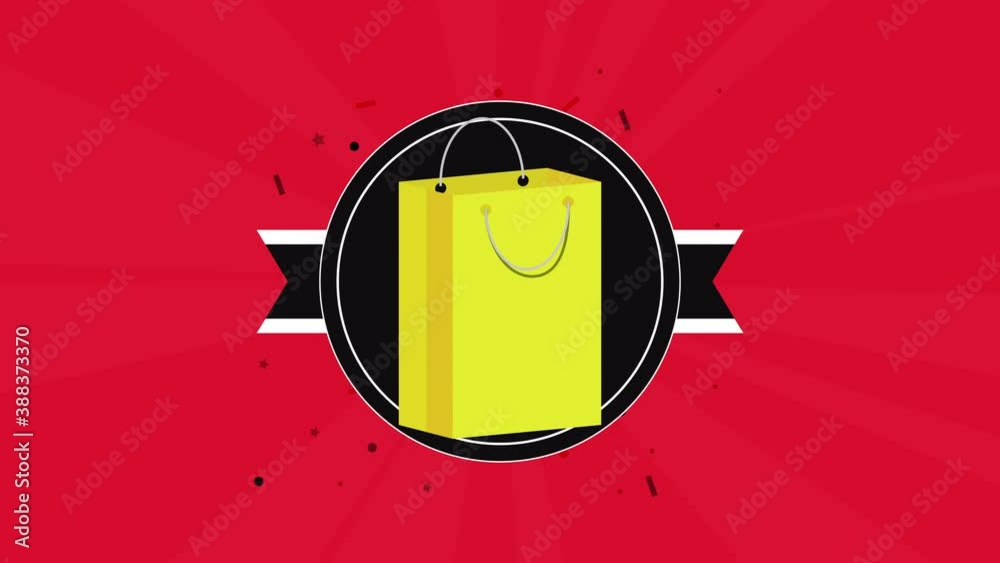 Wall mural shopping bag paper sale animation