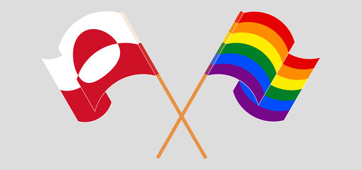 Crossed flags of Greenland and LGBTQ